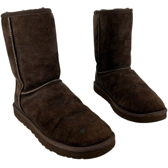 UGG Australia Classic Short Womens 10 Brown Suede Sheepskin Slip On Casual Boots - Picture 1 of 10